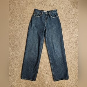 Low Rise Baggy Garage Jeans Size 24 In Dark Blue